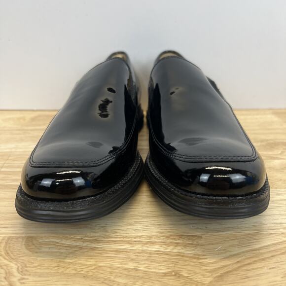Cole Haan Loafers Black Patent Leather Slip On Grand.OS Lunargrand Size 10.5